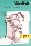 Scripta-Scripta S 3011X, Pantograph copy mill Instructions Wiring and Parts Manual-S 3011X-S3011X-01